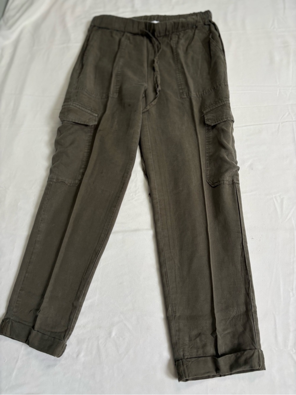 Straight-Leg Utility Pants in Olive for Women size XS